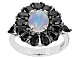 Ethiopian Opal Rhodium Over Sterling Silver Ring 3.75ctw