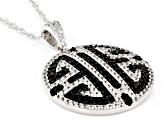 White Zircon With Black Spinel Rhodium Over Sterling Silver Pendant With 18" Chain 3.04ctw