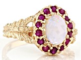 Opal And Ruby 10k Yellow Gold Ring 0.50ctw