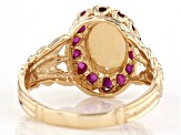 Opal And Ruby 10k Yellow Gold Ring 0.50ctw