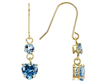 Picture of Blue Topaz 10k Yellow Gold Dangle Earrings 1.30ctw