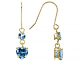 Blue Topaz 10k Yellow Gold Dangle Earrings 1.30ctw