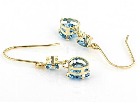 Blue Topaz 10k Yellow Gold Dangle Earrings 1.30ctw