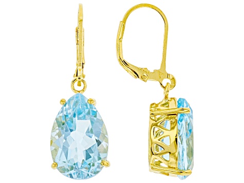 Swiss Blue Topaz 18k Yellow Gold Over Silver Earrings 11.50ctw