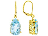 Swiss Blue Topaz 18k Yellow Gold Over Silver Earrings 11.50ctw