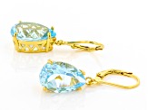 Swiss Blue Topaz 18k Yellow Gold Over Silver Earrings 11.50ctw