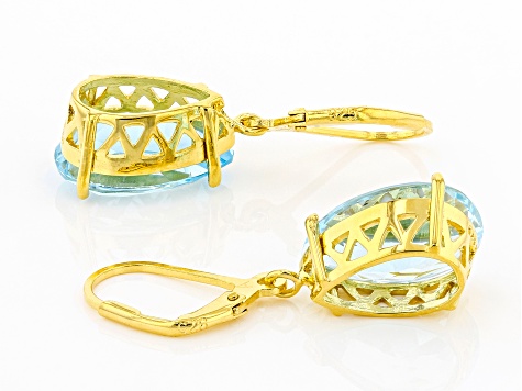 Swiss Blue Topaz 18k Yellow Gold Over Silver Earrings 11.50ctw