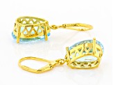 Swiss Blue Topaz 18k Yellow Gold Over Silver Earrings 11.50ctw