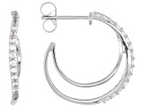 White Lab Created Sapphire Sterling Silver Hoop Earrings 1.05ctw
