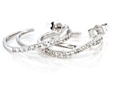 White Lab Created Sapphire Sterling Silver Hoop Earrings 1.05ctw