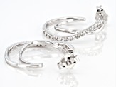 White Lab Created Sapphire Sterling Silver Hoop Earrings 1.05ctw