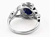Blue Sapphire Rhodium Over Sterling Silver Ring 3.48ctw
