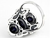 Blue Sapphire Rhodium Over Sterling Silver 3 Stone Ring 1.75ctw
