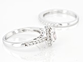 White Lab Created Sapphire Rhodium Over Silver Set of Two Rings 1.60ctw