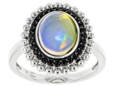 Opal Rhodium Over Sterling Silver Ring