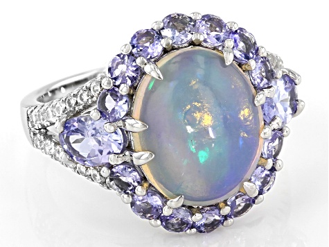 Opal Rhodium Over Sterling Silver Ring 12x10mm - DOK888 | JTV.com