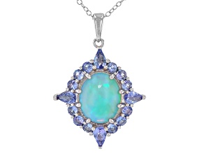 White Ethiopian Opal Rhodium Over Sterling Silver Pendant with Chain 1.60ctw