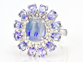 Opal Rhodium Over Sterling Silver Ring 10x8mm