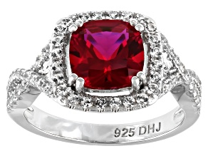 Red Lab Created Ruby Rhodium Over Sterling Silver Ring 2.94ctw