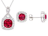 Red Lab Created Ruby Rhodium Over Sterling Silver Jewelry Set 5.24ctw