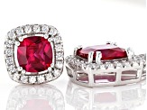 Red Lab Created Ruby Rhodium Over Sterling Silver Jewelry Set 5.24ctw