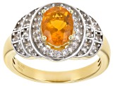 Oval Mexican Fire Opal 14k Yellow Gold Over Sterling Silver Ring 1.10ctw