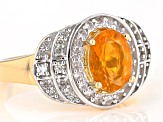 Oval Mexican Fire Opal 14k Yellow Gold Over Sterling Silver Ring 1.10ctw