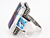 Multi Color Abalone Shell Rhodium Over Sterling Silver Ring 3.74ctw