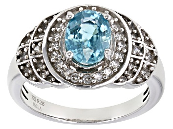 Picture of Blue Zircon Platinum Over Sterling Silver Ring 2.26ctw
