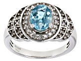 Blue Zircon Platinum Over Sterling Silver Ring 2.26ctw