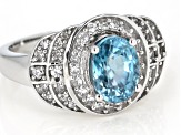 Blue Zircon Platinum Over Sterling Silver Ring 2.26ctw