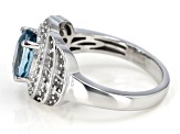 Blue Zircon Platinum Over Sterling Silver Ring 2.26ctw