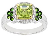 Green Peridot Rhodium Over Silver Ring 1.79ctw