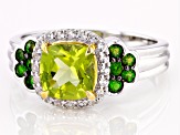 Green Peridot Rhodium Over Silver Ring 1.79ctw