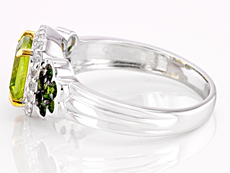 Green Peridot Rhodium Over Silver Ring 1.79ctw