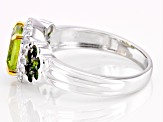 Green Peridot Rhodium Over Silver Ring 1.79ctw