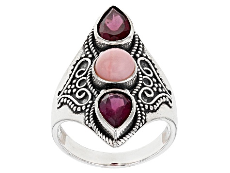 Pink Opal Sterling Silver Ring 1.75ctw