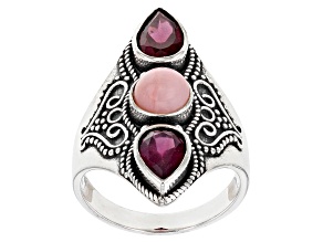 Pink Opal Sterling Silver Ring 1.75ctw