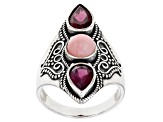 Pink Opal Sterling Silver Ring 1.75ctw