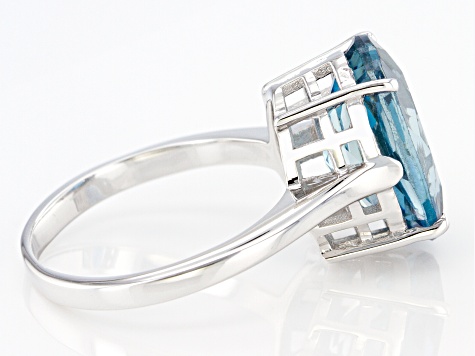 London Blue Topaz Rhodium Over Sterling Silver Solitaire Ring 7.20ctw