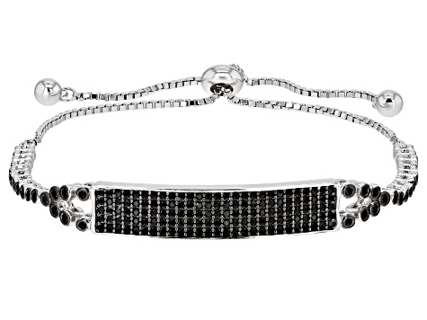 Black Spinel Rhodium Over Silver Bolo Bracelet 1.61ctw