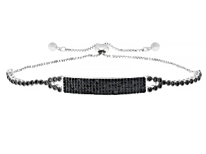 Black Spinel Rhodium Over Silver Bolo Bracelet 1.61ctw