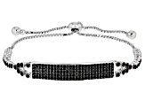 Black Spinel Rhodium Over Silver Bolo Bracelet 1.61ctw