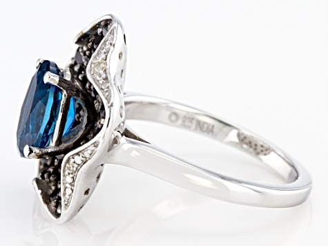London Blue Topaz Rhodium Over Silver Ring 3.85ctw - DOK986 | JTV.com