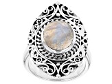 2.58ct Rainbow Moonstone Rhodium Over Silver Ring