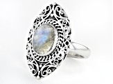 2.58ct Rainbow Moonstone Rhodium Over Silver Ring