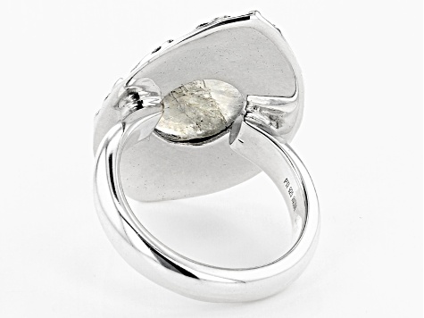 2.58ct Rainbow Moonstone Rhodium Over Silver Ring