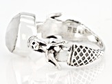 Rainbow Moonstone Rhodium Over Sterling Silver Ring