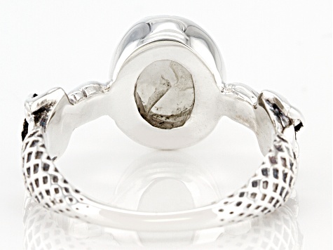 Rainbow Moonstone Rhodium Over Sterling Silver Ring