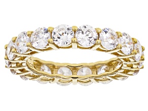 White Cubic Zirconia 14k Yellow Gold Over Sterling Silver 100 Facet Ring 7.60ctw